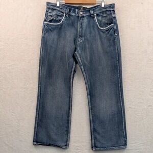 VTG Basic Code Jeans Men 42x31 Blue Baggy Wide Leg Skater Hip Hop Streetwear Y2K
